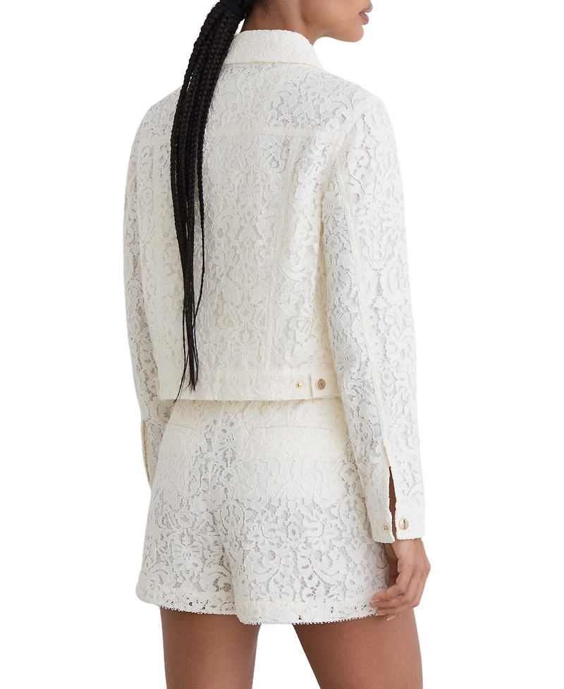 Reiss Women's Collared Lace Press-Stud Jacket