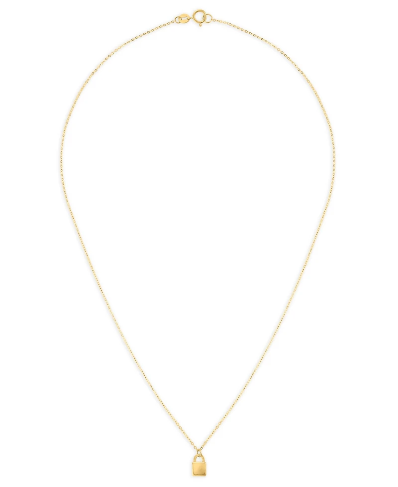 Macy's Small Padlock Pendant Necklace in 10k Yellow Gold