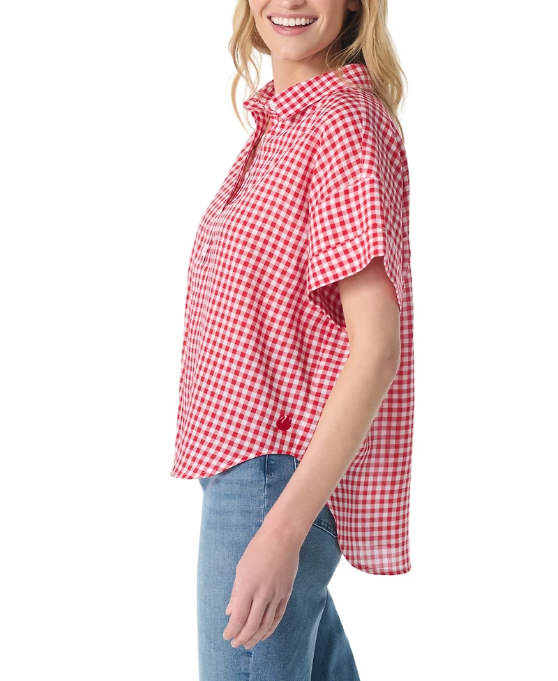 Gloria Vanderbilt Women's Austin Gingham Print Short-Sleeve Top