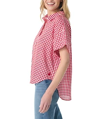 Gloria Vanderbilt Women's Austin Gingham Print Short-Sleeve Top