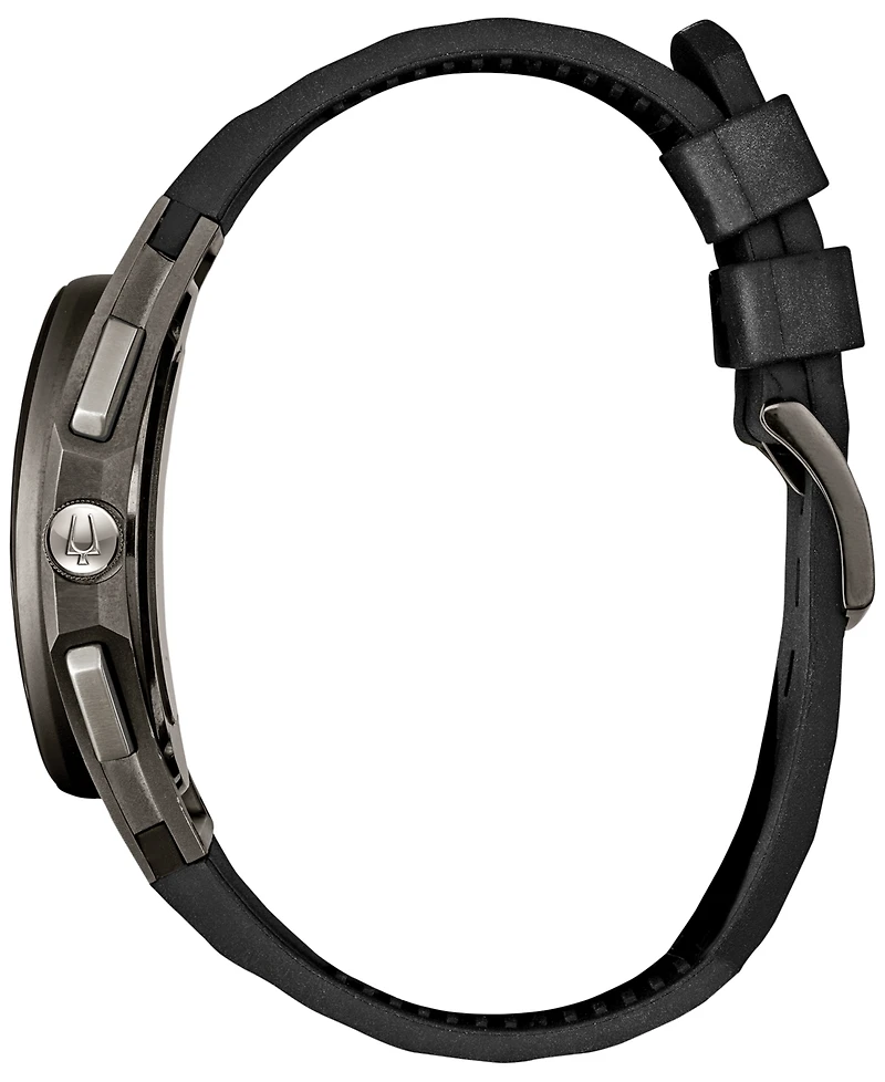 Bulova Men's Chronograph Curv Black Rubber Strap Watch 44mm 98A162