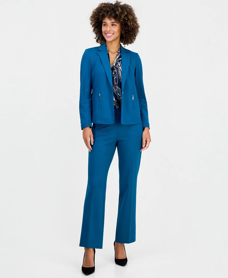 Kasper Petite Notch-Collar One-Button Compression Jacket