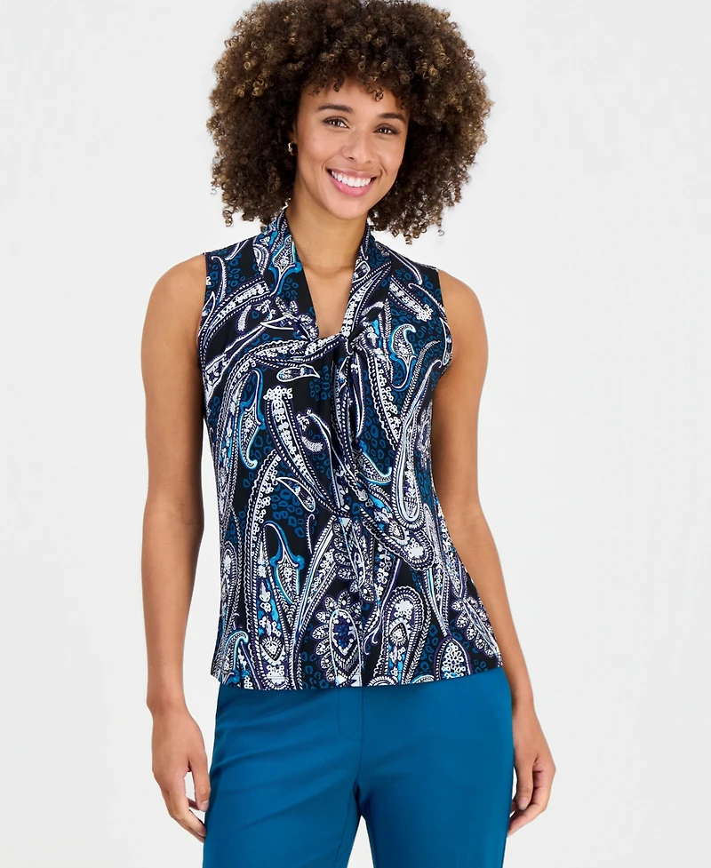 Kasper Women's V-Knot-Neck Sleeveless Blouse