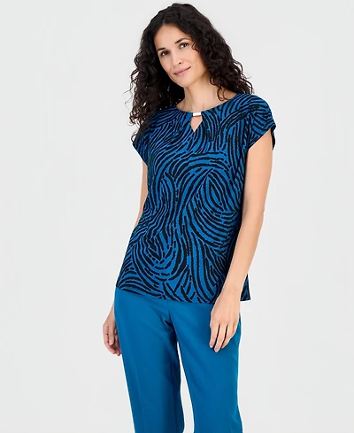 Kasper Women's Printed Diamond-Neck Blouse