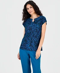Kasper Women's Printed Diamond-Neck Blouse