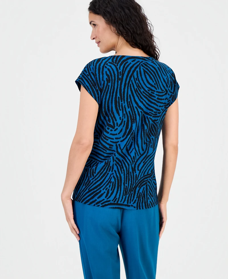 Kasper Women's Printed Diamond-Neck Blouse