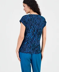 Kasper Women's Printed Diamond-Neck Blouse