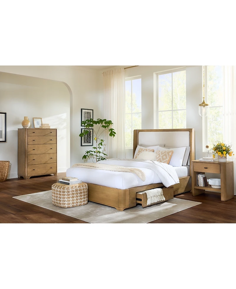 Nordic 3 Pc. Queen Upholstered Storage Set (Bed, Dresser & Open Nightstand)