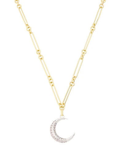 Unwritten Cubic Zirconia Fine Silver-Plated Moon Pendant Necklace