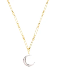 Unwritten Cubic Zirconia Fine Silver-Plated Moon Pendant Necklace