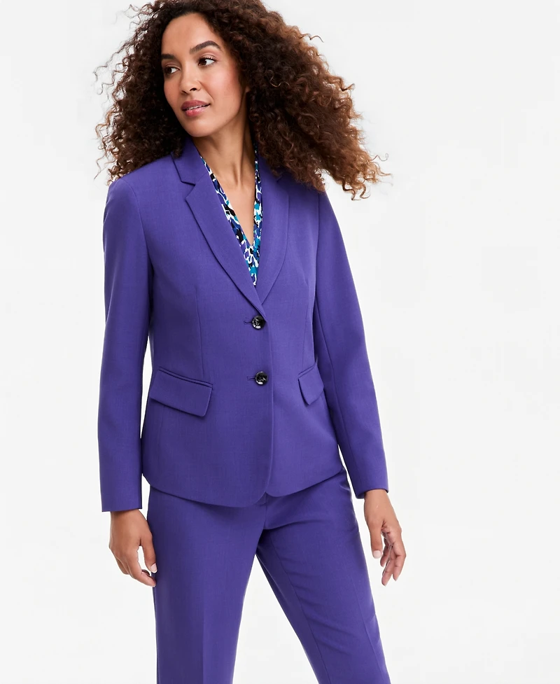 Kasper Petite Crepe 2-Button Notch-Collar Blazer Jacket