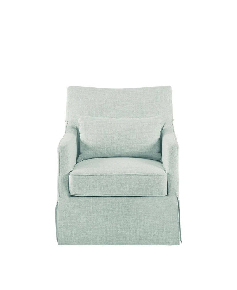 Martha Stewart Collection London 28" Fabric Skirted Swivel Armchair with Lumbar Pillow