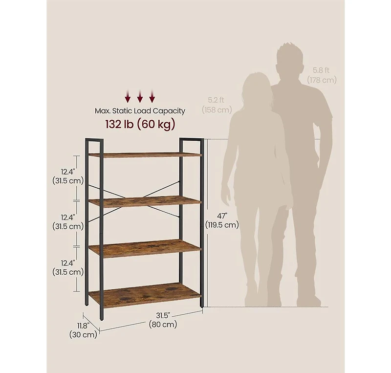 Slickblue Modern 4 Tier Tall Bookshelf Organizer Display Shelf Unit