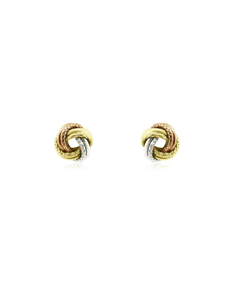 The Lovery Tri-Color Knot Screw Back Stud Earrings 14K Yellow Gold