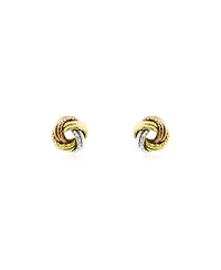 The Lovery Tri-Color Knot Screw Back Stud Earrings 14K Yellow Gold