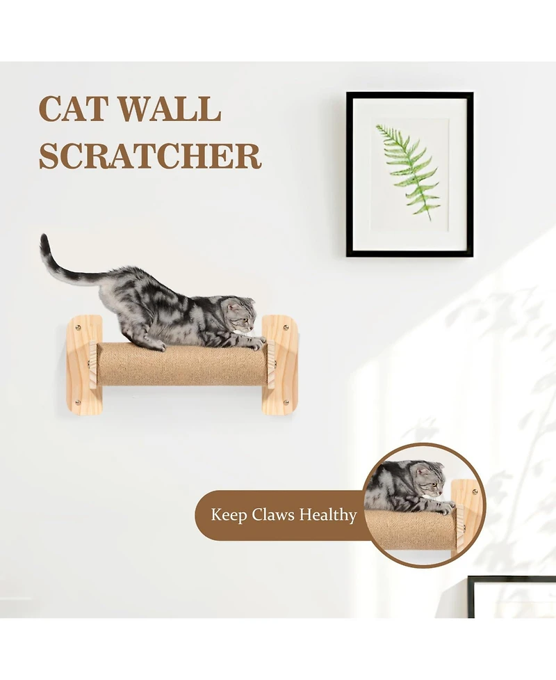 Aronkl Cat Wall Shelves Perches Hammock Bridge Tree Scratcher Step Wooden Climbing System Indoor Large Cats Kittens
