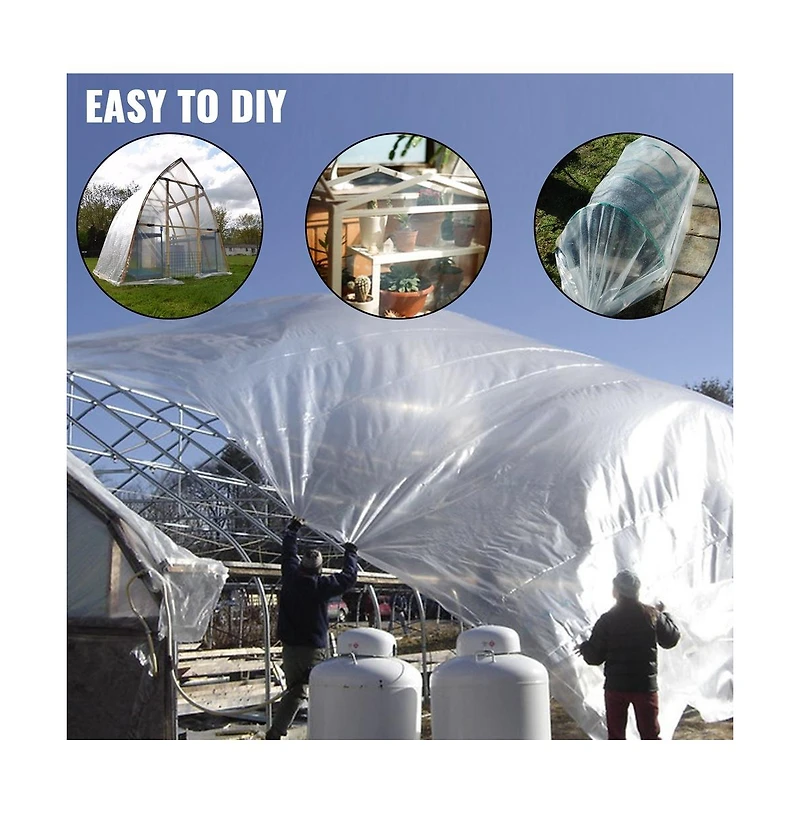 Sugift House Film 15 x 40 feet 6 Mil Polyethylene Plastic Cover Uv Resistant for Garden Crops