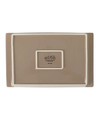 Gibson Home Elite 2.75-Quart 13.5" x 8.5" Stoneware Baking Dish with Acacia Wood Lid – Taupe Rectangular Oven Safe Baker