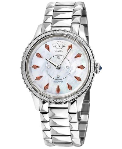 GV2 by Gevril Women's Siena Swiss Quartz Diamond Silver Stainless Steel Bracelet Watch