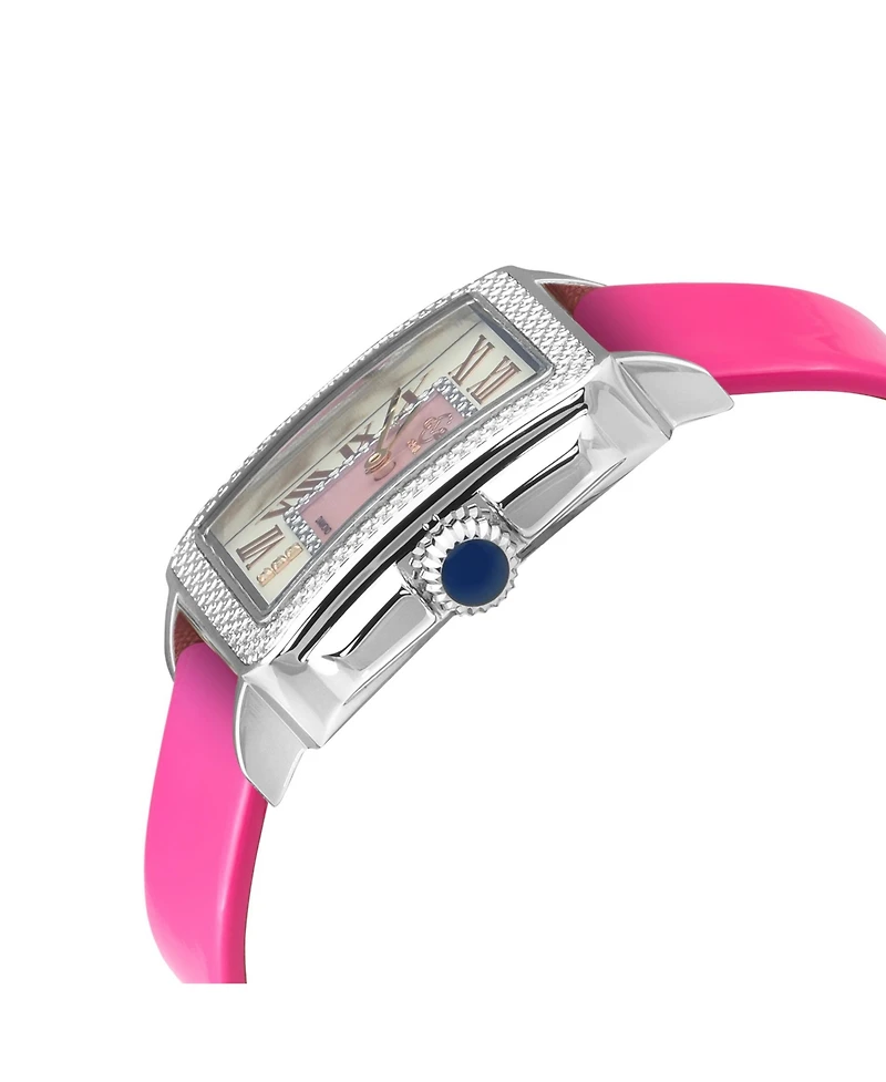 GV2 by Gevril Women's Padova Swiss Quartz Diamond magenta Hand made Italian leather Strap Watch