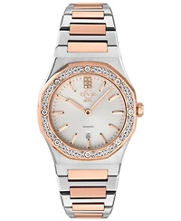 GV2 by Gevril Women's Palmanova Swiss Quartz Diamond Two toned Ss/Iprg Stainless Steel Bracelet Watch