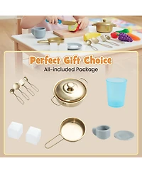 Gymax Kids Play Kitchen w/ Stoves Faucet Sink Clock Coffee Machine Range Hood