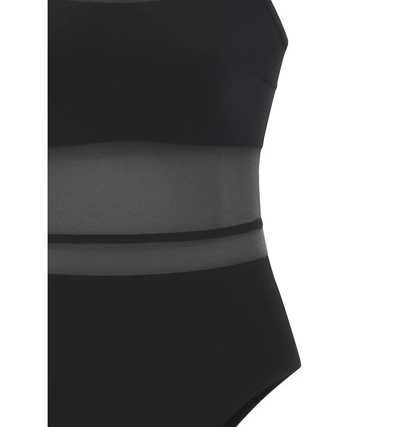 Lascana Women's Scoop Neck Mesh Detail One Piece Swimsuit Bra Sizing