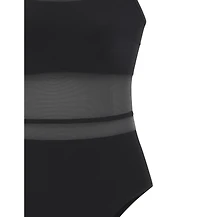 Lascana Women's Scoop Neck Mesh Detail One Piece Swimsuit Bra Sizing