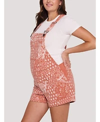 Motherhood Maternity Women's Stretch Waist Short Overalls