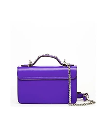 Susu Womens Royal Blue Purple Leather Studded Mini Crossbody Bag Structured Top Handle Satchel with Buckle Closure