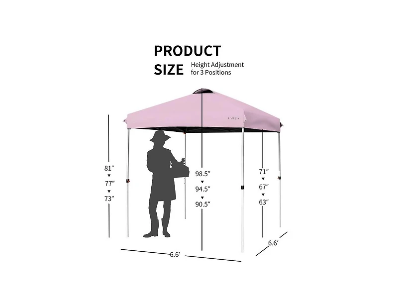 Boyel Living 6.6 x 6.6 Feet Outdoor Pop-up Canopy Tent with Roller Bag