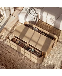 Homsee Wooden 4-Drawer Coffee Table - 55.1"x23.6"x17.3" Modern Storage Center Living Room Organizer Low Profile Accent Table
