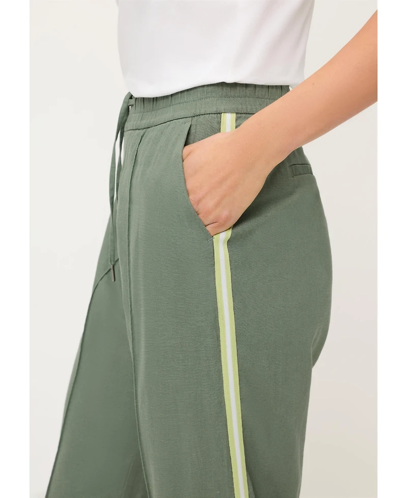 Olsen Womens Drawstring Side Stripe Pant