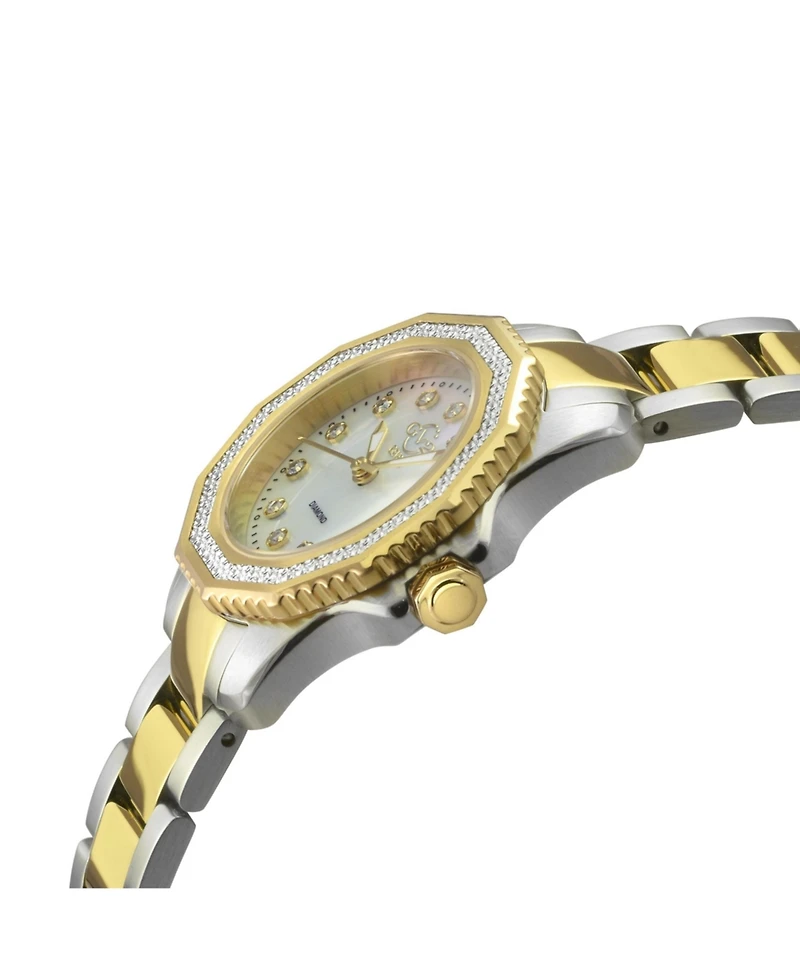 GV2 by Gevril Women's Cortina Swiss Quartz Diamond Two tone Ipyg/Ss Stainless Steel Bracelet Watch