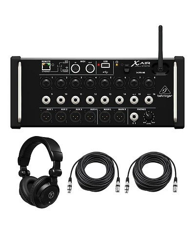 Behringer X Air XR16 Digital Mixer with Wi-Fi and Usb Recorder, Bundle with TAPH100 Headphones and 2x 50' Xlr Microphone Cable