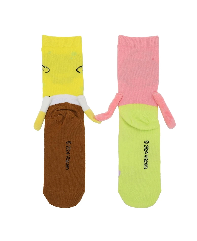 SpongeBob SquarePants Women's and Patrick Casual Crew Socks With 3D Arms and Magnetic Hands