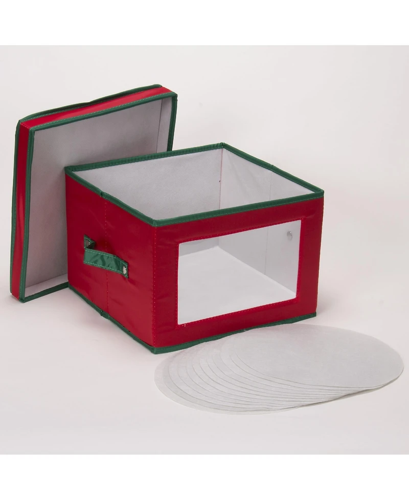 Household Essentials Dinner Plate Storage Box, Windowed Panel and Handles