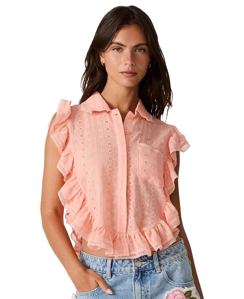 Steve Madden Women's Adeline Collared Neck Top