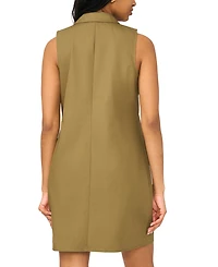 Msk Petite Sleeveless Collared Front Flap Pocket Shift Dress