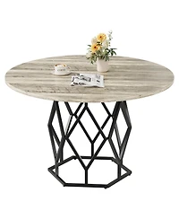 gaomon 47 Inch Round Dining Table, Farmhouse Dining Kitchen Table for 4-6 People, Kitchen & Dining Room Tables