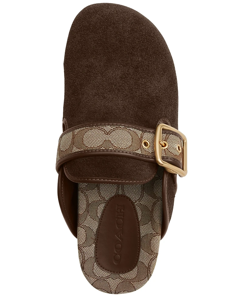 Coach Women's Signature Jacquard Round Toe Archival Buckle Clogs