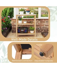 Sugift 3-Tier Garden Potting Bench Table with Marble-Like Countertop
