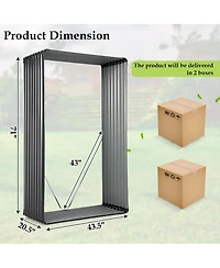 Costway 2 Pieces Galvanized Raised Garden Bed Outdoor Planter Box Firewood Rack Log Holder