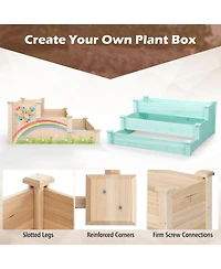 Sugift 3-Tier Wooden Raised Garden Bed for Backyard Patio Gardening