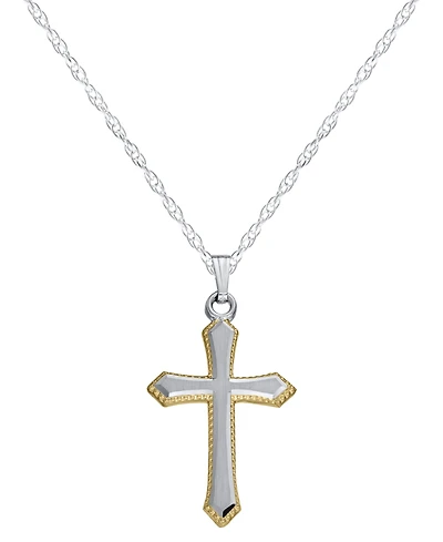 Macy's Engraved Edge Cross Pendant Necklace in Sterling Silver