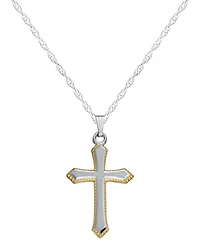 Macy's Engraved Edge Cross Pendant Necklace in Sterling Silver