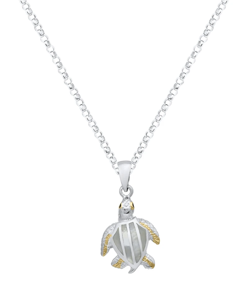 Macy's Kyocera Opal Turtle Pendant Necklace in Sterling Silver