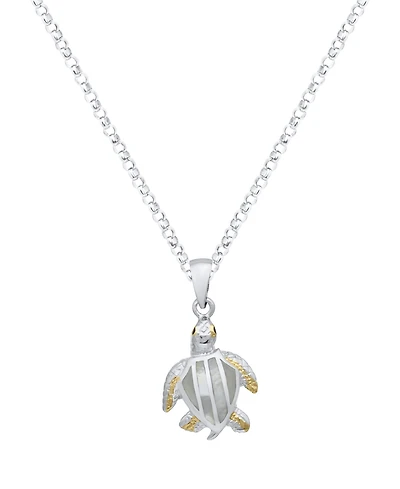Macy's Kyocera Opal Turtle Pendant Necklace in Sterling Silver