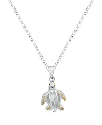 Macy's Kyocera Opal Turtle Pendant Necklace in Sterling Silver