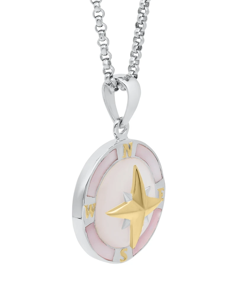 Macy's Pink Pearl Compass Pendant Necklace in Sterling Silver